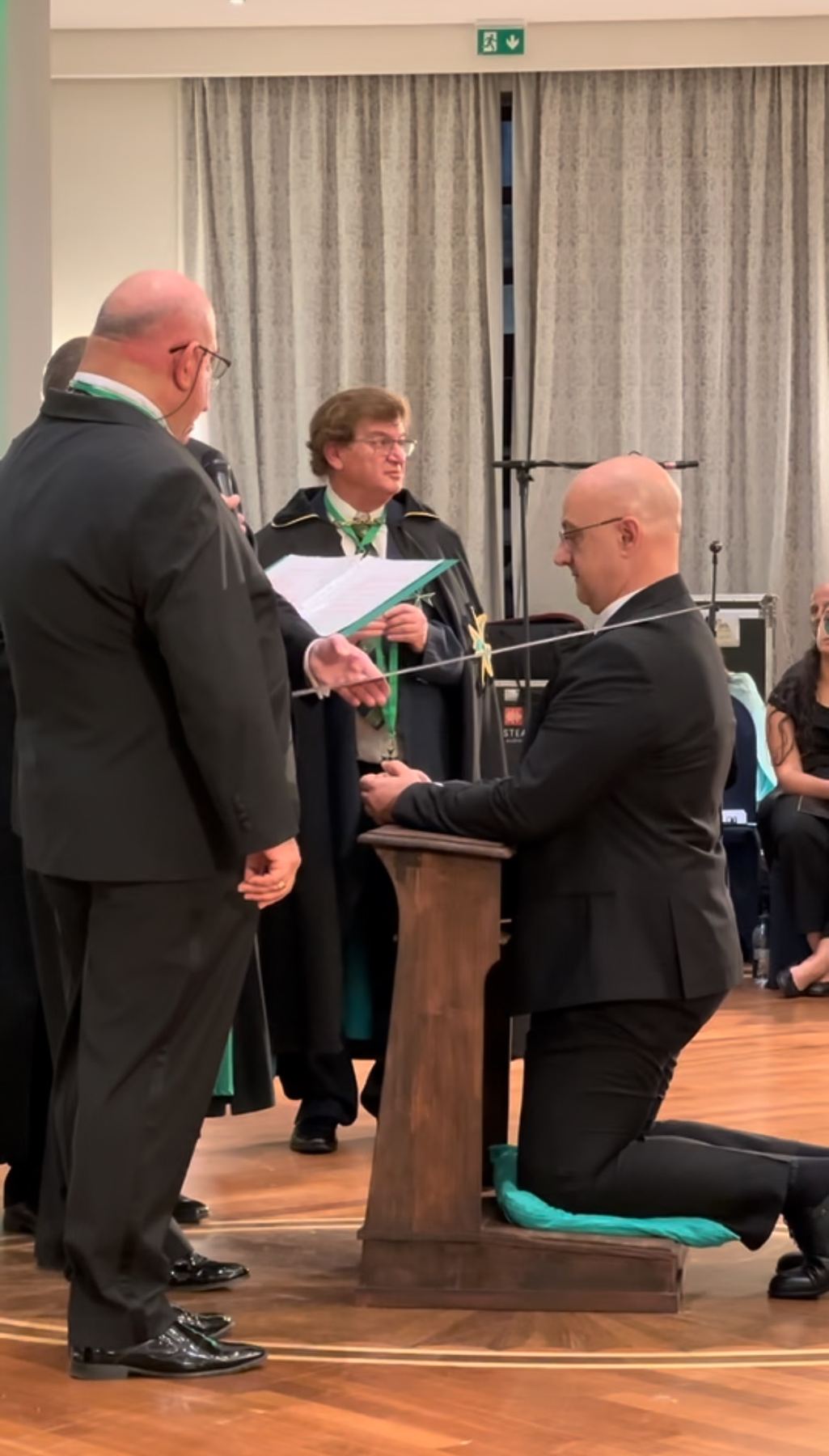 The accolade. Chevalier Svetoslav Boyadzhiev is installed as Grand Prior of Bulgaria, Malta, 2024.