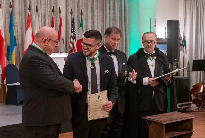 Chevalier Veselin Stankov with his certificate.